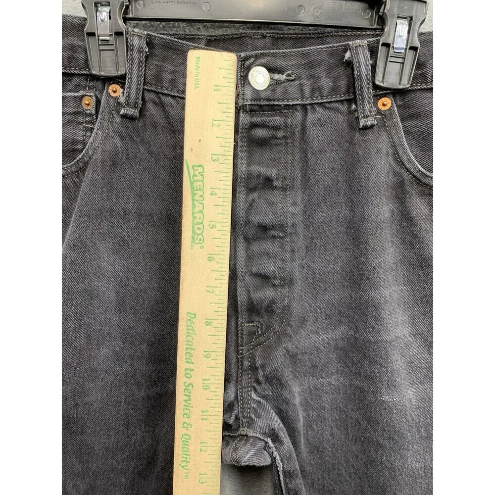 Levi's 501 Mens Denim Jeans Original Fit Button Fly Black 2016 Size 36X32 Read
